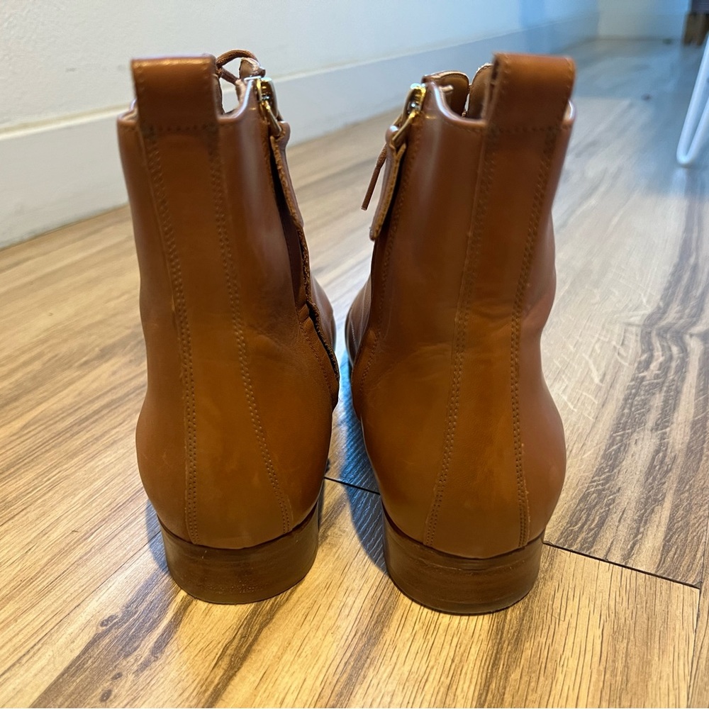 Sezane Tan Leather Lace-Up Booties - Picture 5 of 9